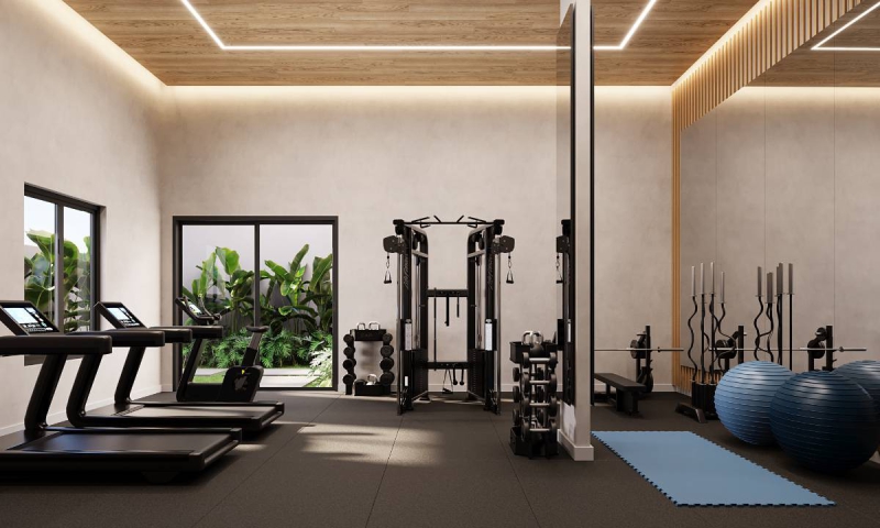 Academia - Um espaço moderno e completo, equipado com aparelhos de última geração, perfeito para a prática de exercícios e o cuidado com a saúde, promovendo bem-estar e qualidade de vida.